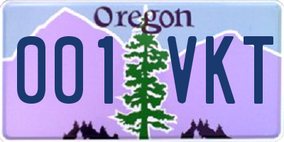 OR license plate 001VKT