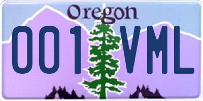 OR license plate 001VML