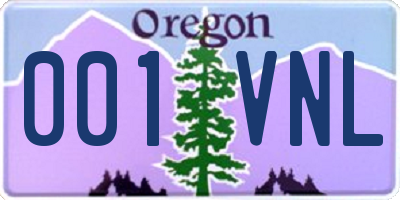 OR license plate 001VNL