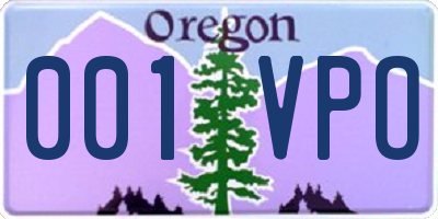 OR license plate 001VPO