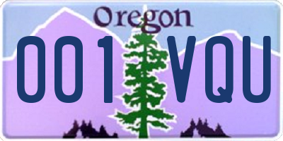 OR license plate 001VQU