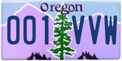 OR license plate 001VVW