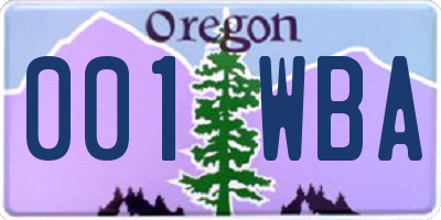 OR license plate 001WBA