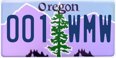 OR license plate 001WMW