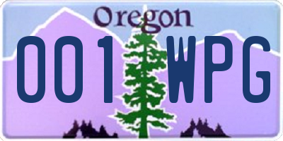 OR license plate 001WPG