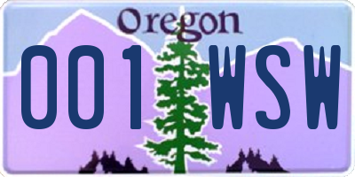 OR license plate 001WSW