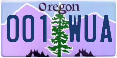 OR license plate 001WUA