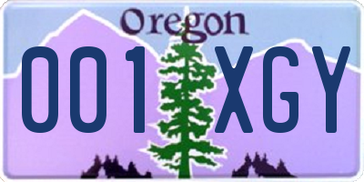 OR license plate 001XGY