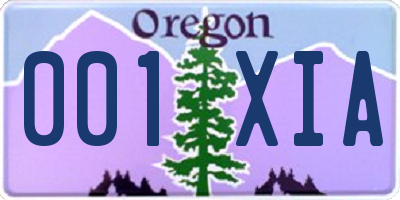 OR license plate 001XIA