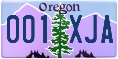 OR license plate 001XJA