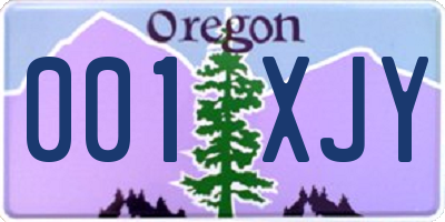 OR license plate 001XJY