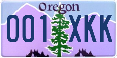 OR license plate 001XKK