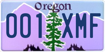 OR license plate 001XMF