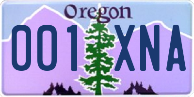 OR license plate 001XNA