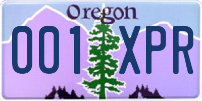 OR license plate 001XPR