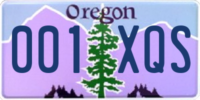 OR license plate 001XQS
