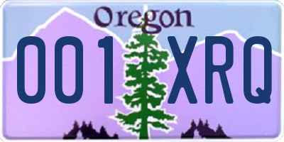 OR license plate 001XRQ