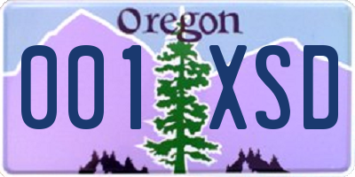 OR license plate 001XSD