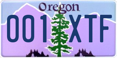 OR license plate 001XTF