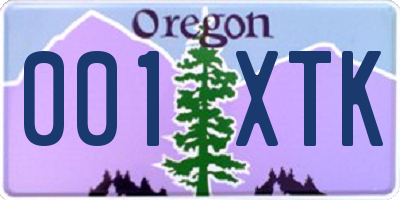 OR license plate 001XTK