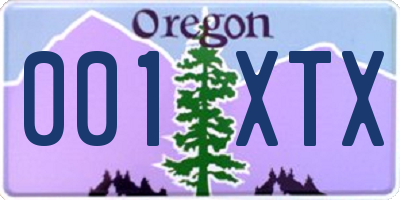 OR license plate 001XTX