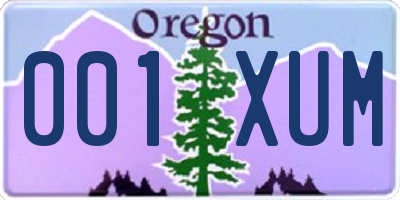 OR license plate 001XUM
