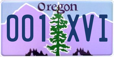 OR license plate 001XVI