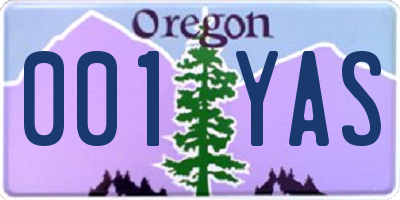 OR license plate 001YAS