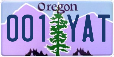 OR license plate 001YAT