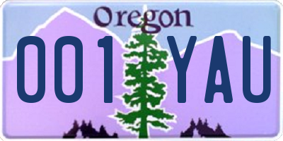 OR license plate 001YAU