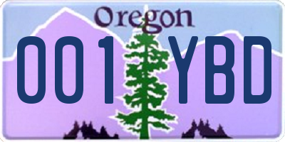 OR license plate 001YBD