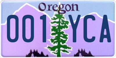 OR license plate 001YCA