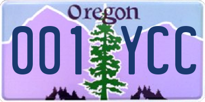 OR license plate 001YCC