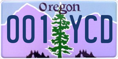 OR license plate 001YCD