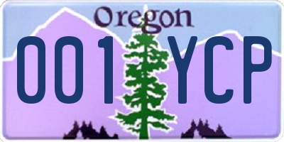 OR license plate 001YCP