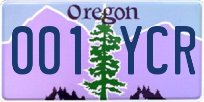 OR license plate 001YCR