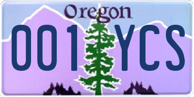 OR license plate 001YCS