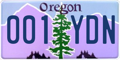 OR license plate 001YDN