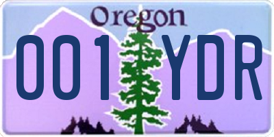 OR license plate 001YDR