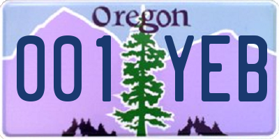 OR license plate 001YEB