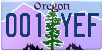 OR license plate 001YEF