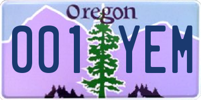 OR license plate 001YEM