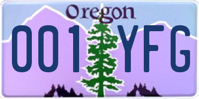 OR license plate 001YFG