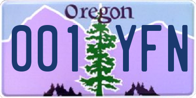 OR license plate 001YFN