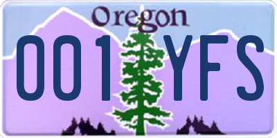 OR license plate 001YFS