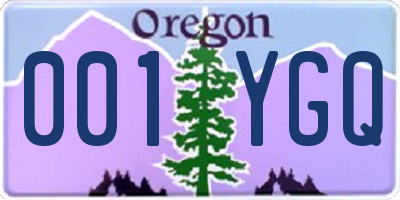 OR license plate 001YGQ