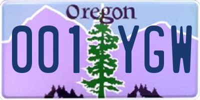 OR license plate 001YGW