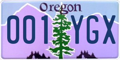 OR license plate 001YGX