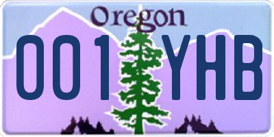 OR license plate 001YHB