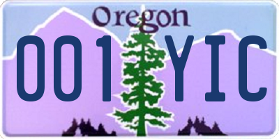 OR license plate 001YIC